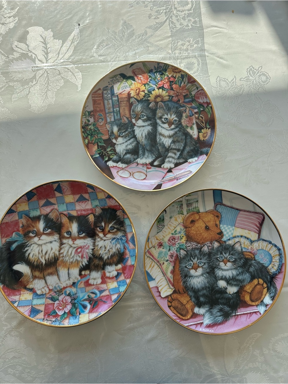 Franklin mint Decorative Collector Plates with Kittens - Set of 3